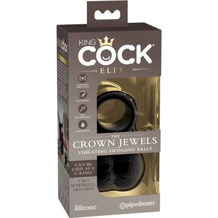 King cock elite ring mit hodenvibrierendem silikon schwarze silikon mit goldakzenten vibrationsballs