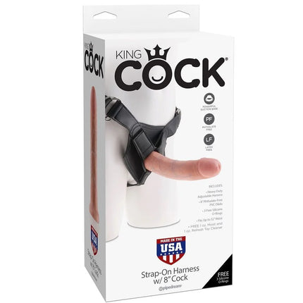 King cock strap-on harness mit 20,3 cm pvc dildo und verstellbarem schwarzen gurt aus silikon