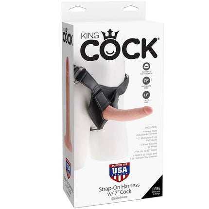 King cock strap-on harness mit 17,8 cm realistischem penis und schwarzem verstellbarem gurt aus phthalatfreiem pvc