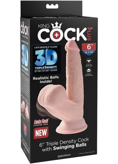 KING COCK - PLUS 3D DILDO SWINGING BALLS - 12.7 CM - Dildo mit Saugnapf