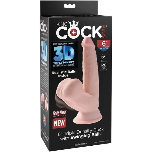 KING COCK - PLUS 3D DILDO SWINGING BALLS - 12.7 CM - Dildo mit Saugnapf