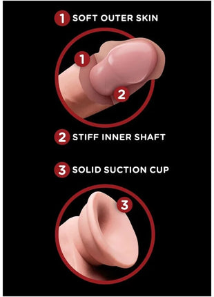 KING COCK - PLUS 3D DILDO SWINGING BALLS - 15.2 CM HELLE HAUT - Dildo mit Saugnapf