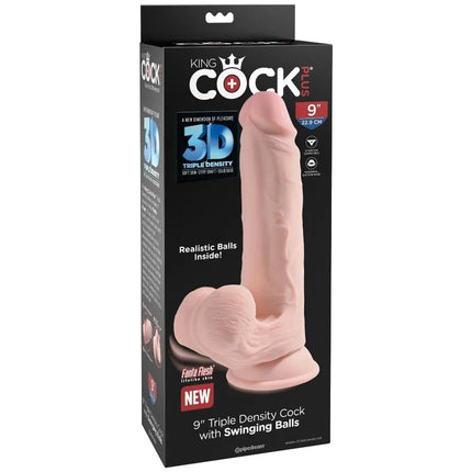 KING COCK - PLUS 3D DILDO SWINGING BALLS - 20.3 CM - Dildo mit Saugnapf