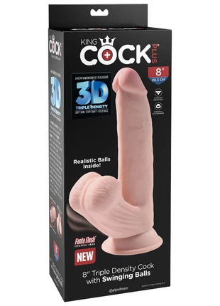 KING COCK - PLUS 3D DILDO SWINGING BALLS - 24.5 CM HELLE HAUT - Dildo mit Saugnapf