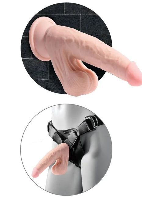 KING COCK - PLUS 3D DILDO SWINGING BALLS - 24.5 CM HELLE HAUT - Dildo mit Saugnapf