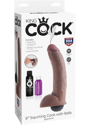 King cock realistisch brauner ejakulator-penis 22,86 cm aus hautfarbenem silikon mit kugeln und spritzfunktion