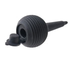 Schwarze gummiballpumpe mit geriffelter struktur und kleinem seitlichem verschluss am king cock realistisch brauner ejakulator-penis 22,86 cm