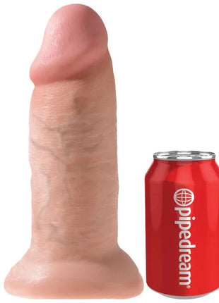 Pink silikon dildo king cock chubby 25,4 cm neben roter dose zur größenansicht