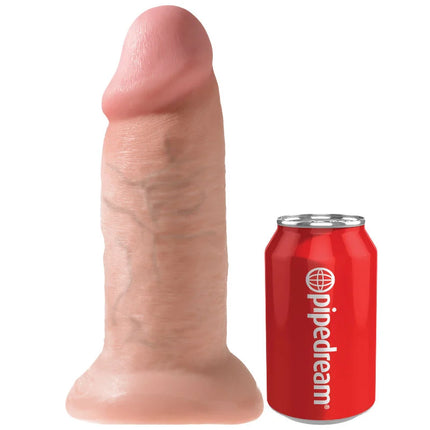 Pink silikon dildo king cock chubby 25,4 cm neben roter dose zur größenansicht
