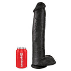Schwarzer realistischer dildo king cock aus silikon mit strukturierter oberfläche und abgerundetem kopf anwender entwickelt