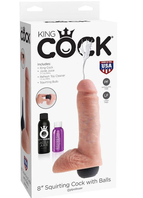King cock realistischer natürlicher ejakulator-penis 20,32 cm aus hautfarbenem silikon mit realistischem ballansatz