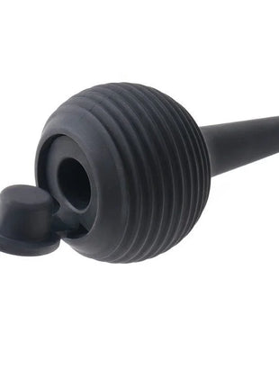 Schwarze gummibulb-spritze mit geriffelter struktur und kleinem seitlichem verschluss am hinteren king cock realistischem ejakulator-penis 22,86 cm