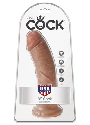 Brauner 19 5 cm king cock realistischer penis aus silikon in transparenter verpackung mit markenlogo und eigenschaften