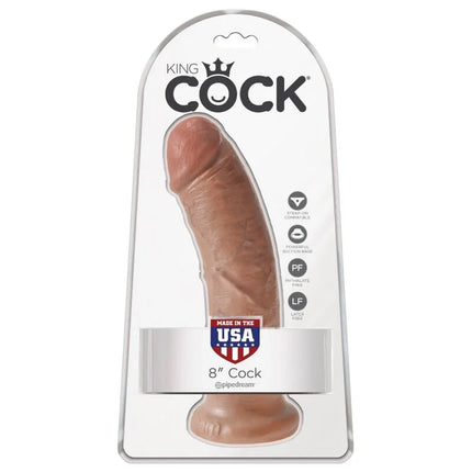 Brauner 19 5 cm king cock realistischer penis aus silikon in transparenter verpackung mit markenlogo und eigenschaften