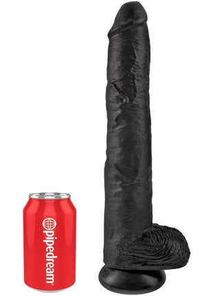 Schwarzer silikon dildo pipedream king cock mit realistischer struktur und rundem sockel 30,5 cm lang