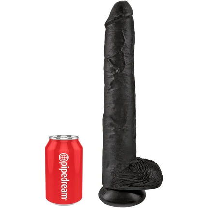 Schwarzer silikon dildo pipedream king cock mit realistischer struktur und rundem sockel 30,5 cm lang