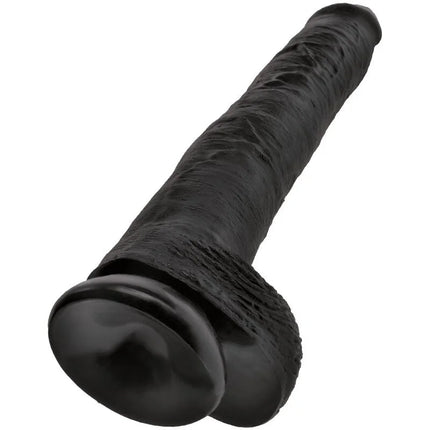 Schwarzer king cock dildo aus texturiertem silikon mit gerundetem kopf und geripptem schaft 30 5 cm lang