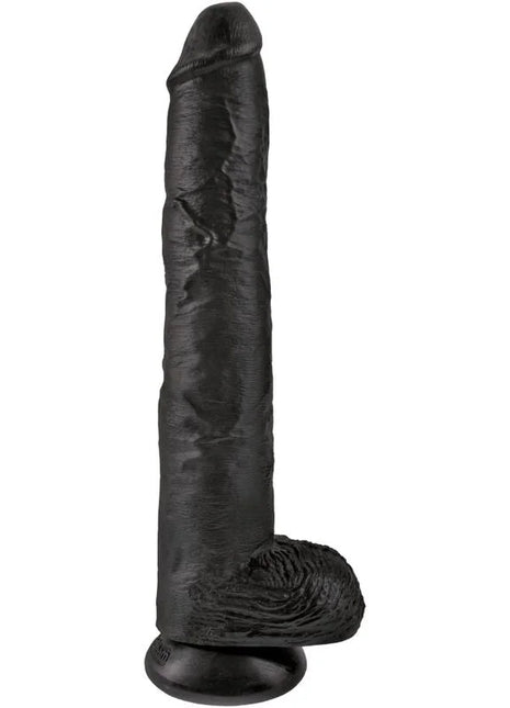 Schwarzer silikon dildo king cock 30,5 cm mit realistischer struktur und abgerundetem sockel