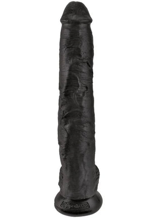 Schwarzer silikon dildo king cock realistisch mit strukturierter oberfläche und abgerundetem boden 30,5 cm