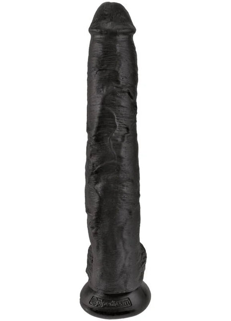 Schwarzer silikon dildo king cock realistisch mit strukturierter oberfläche und abgerundetem boden 30,5 cm