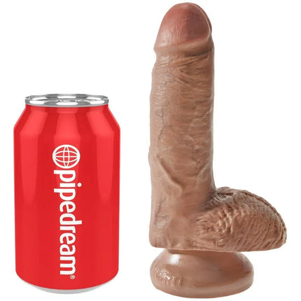 KING COCK - REALISTISCHER PENIS MIT KUGELN - 13.2 CM KARAMELL - Dildo mit Saugnapf