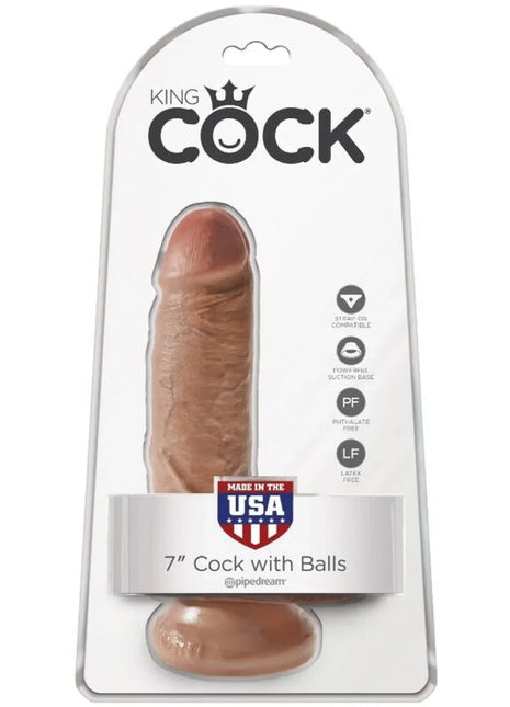 KING COCK - REALISTISCHER PENIS MIT KUGELN - 13.2 CM KARAMELL - Dildo mit Saugnapf