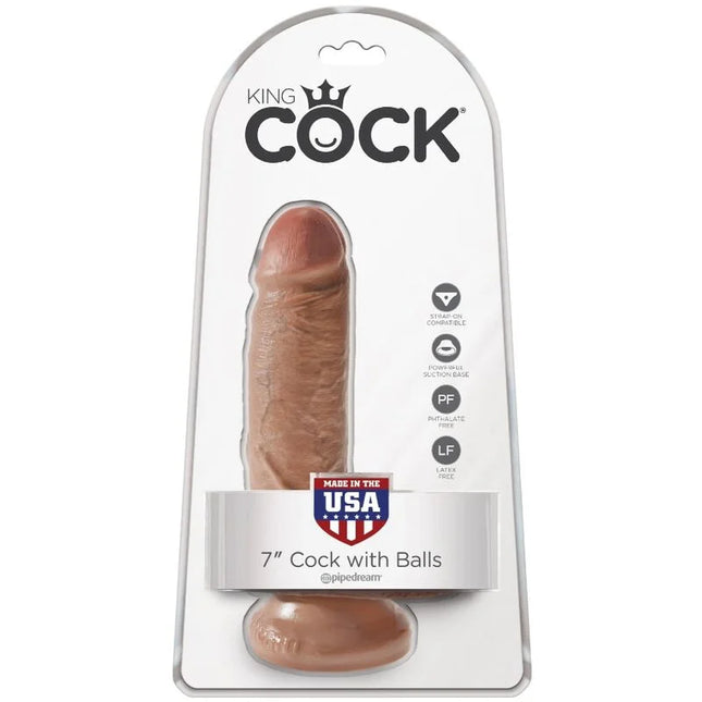 KING COCK - REALISTISCHER PENIS MIT KUGELN - 13.2 CM KARAMELL - Dildo mit Saugnapf