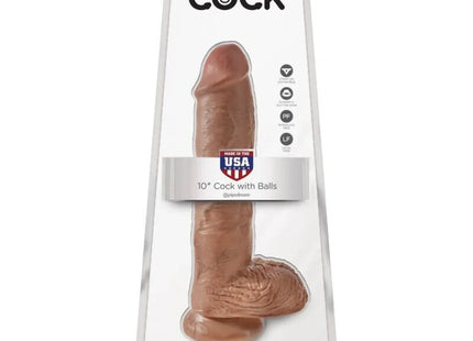 KING COCK - REALISTISCHER PENIS MIT KUGELN - 19.8 CM KARAMELL - Dildo mit Saugnapf