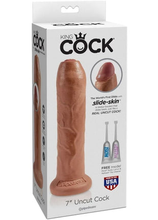 KING COCK - UNGESCHNITTENER REALISTISCHER PENIS - 17.8 CM KARAMELL - Dildo mit Saugnapf