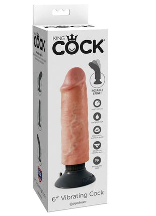 KING COCK - VIBRATORDILDO - 15.24 CM - Vibratoren mit Saufnapf