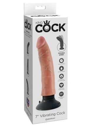 KING COCK - VIBRATORDILDO - 17.78 CM - Vibratoren mit Saufnapf