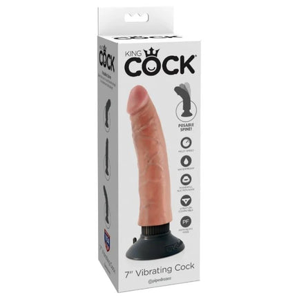 KING COCK - VIBRATORDILDO - 17.78 CM - Vibratoren mit Saufnapf