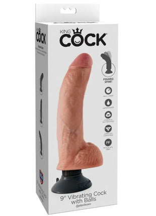 King Cock vibrator dildo mit hoden 23 cm naturfarben aus realistischem silikon mit vibration