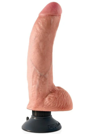 Pink silikon vibratordildo mit hoden 23 cm natur texturierte oberfläche und schwarzer saugbasis