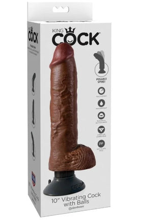 KING COCK - VIBRATORDILDO MIT HODEN - 25.5 CM BRAUN - Vibratoren mit Saufnapf