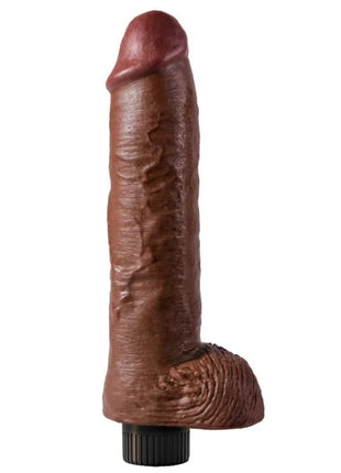 KING COCK - VIBRATORDILDO MIT HODEN - 25.5 CM BRAUN - Vibratoren mit Saufnapf