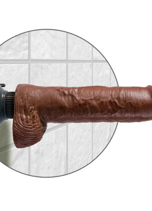 KING COCK - VIBRATORDILDO MIT HODEN - 25.5 CM BRAUN - Vibratoren mit Saufnapf
