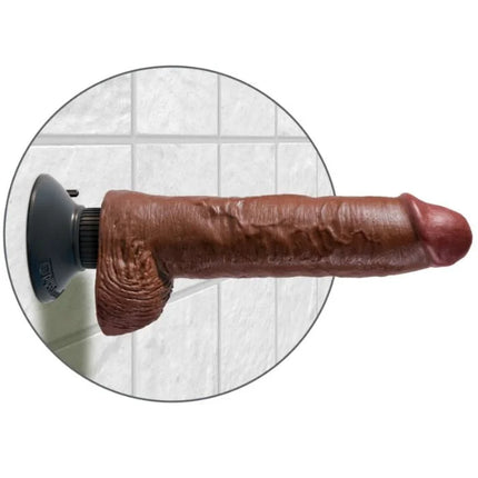 KING COCK - VIBRATORDILDO MIT HODEN - 25.5 CM BRAUN - Vibratoren mit Saufnapf