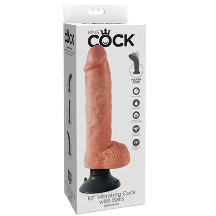 KING COCK - VIBRIERENDER DILDO MIT HODE - 25.5 CM - Vibratoren mit Saufnapf