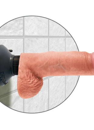 Pink silikon dildo mit schwarzen saugnapfbasis king cock vibrierender dildo mit hoden 20.3 cm natur