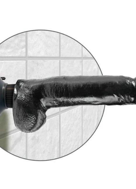 KING COCK - VIBRIERENDER DILDO MIT HODEN - 23 CM SCHWARZ - Vibratoren mit Saufnapf