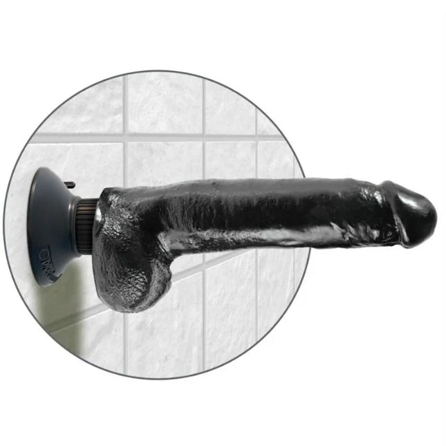 KING COCK - VIBRIERENDER DILDO MIT HODEN - 23 CM SCHWARZ - Vibratoren mit Saufnapf