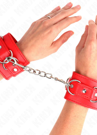 KINK - 3 D-RING HANDGELENKFESSELN VERSTELLBAR ROT 17,5-25 CM X 6 CM