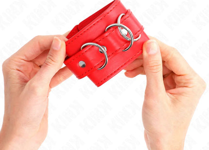 KINK - 3 D-RING HANDGELENKFESSELN VERSTELLBAR ROT 17,5-25 CM X 6 CM