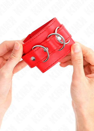 KINK - 3 D-RING HANDGELENKFESSELN VERSTELLBAR ROT 17,5-25 CM X 6 CM