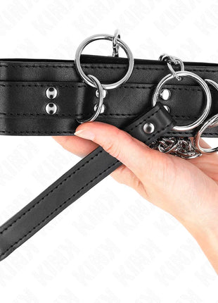 KINK - 3-RING-SKLAVEREI-HALSKETTE MIT BAND 80 CM 53 X 5 CM