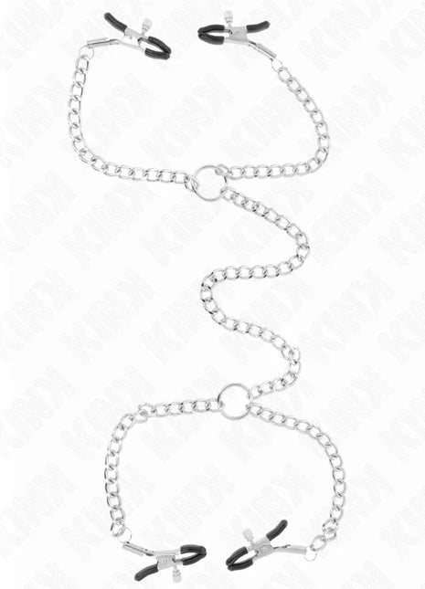 KINK - 4 KETTEN-NIPPELKLAMMERN 32 CM MIT KETTEN 14 CM