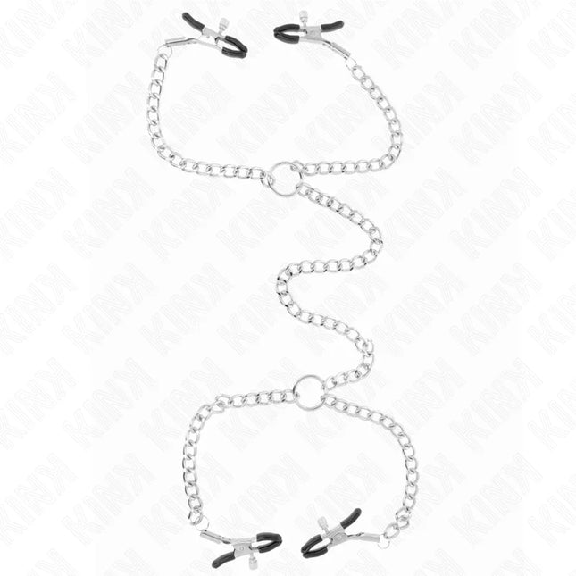 KINK - 4 KETTEN-NIPPELKLAMMERN 32 CM MIT KETTEN 14 CM