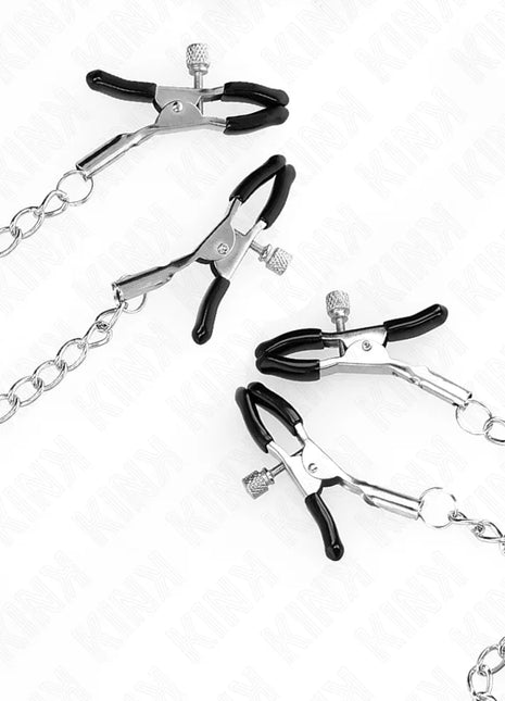 KINK - 4 Nippel- und Kitzlerklammern verstellbar silber