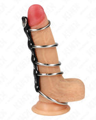 KINK - 5 METALL PENISRINGE 3,2 CM BIS 5 CM DURCH LEDER VERBUNDEN